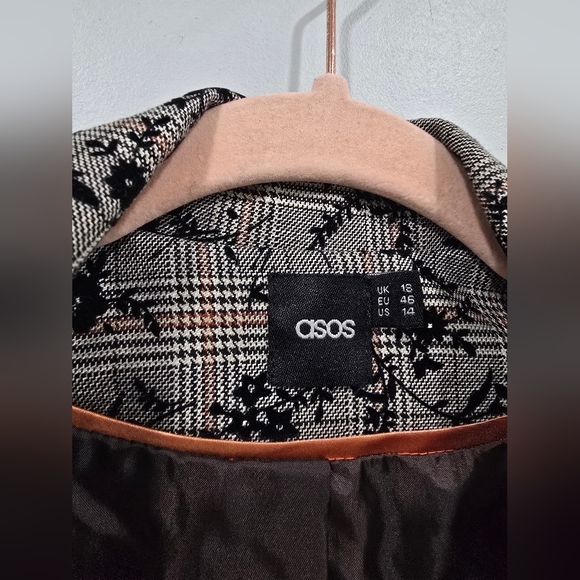 ASOS Black and Gray Floral Blazer Contemporary Suit Jacket - Picture 4 of 10